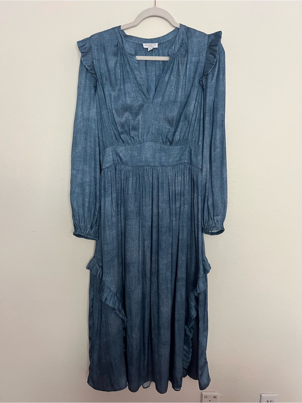Current Air Slate Blue V-Neck Ruffle Maxi Dress - Picture 5 of 9